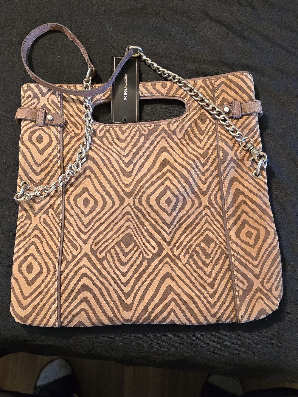 BCBGMaxAzria Brown Patterned Tote with Top Handle